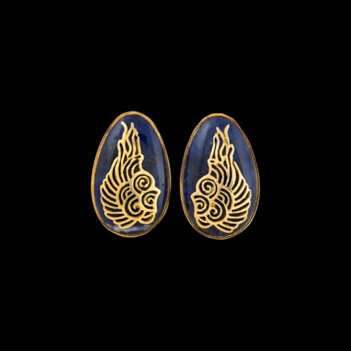 Ilias Lalaounis. A pair of gold and sodalite earrings.